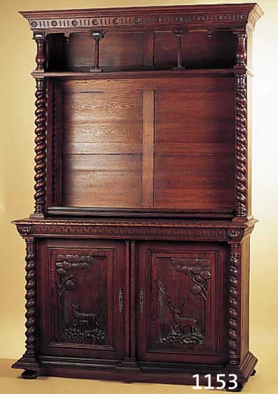 AUFSATZSCHRANK, FRANKREICH, UM 1870, EICHE MASSIV, OBERTEIL MIT TELLERBORD, BEFESTIGUNGSLEISTEN FüR EINLEGEBöDEN FEHLEN, 225 X 140 ...