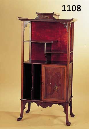 SCHRäNKCHEN, FRANKREICH, UM 1890/1900, NUßBAUM, IM CHIN. STIL GEARBEITET, ALTERS- SCHäDEN, 136 X 68 X 37 CM