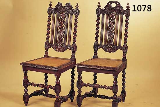 SECHS STüHLE, FRANKREICH, UM 1880, EICHE MASSIV, KORBGEFLECHT, ZWEI RüCKENLEHNEN AN DEN KRONEN BESCHäDIGT BZW. L. VERäNDERT H. 108 ...