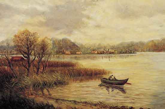 PRINZ, KARL LUDWIG, *1875 WIEN - 1944, ÖSTERREICHISCHER LANDSCHAFTSMALER, WERKE U.A. IM MUSEUM DER STADT WIEN, HIER: FISCHERBOOT AUF EINEM ...