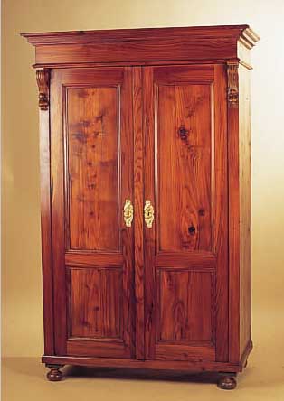 SCHRANK, DEUTSCH, UM 1880/90, LäRCHE MASSIV,ZWEITüRIG, INNENSCHUBLADE, KL. ERGäNZUNGEN, L. ALTERSSCH., OHNE SCHLüSSEL