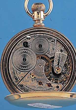 WALTHAM HERRENTASCHENUHR LEPINE, USA UM 1890METALL M. GG-AUFLAGE, GEH. VON FAHYS, PERF. EMAILBL., SIGN., GEBL. STAHLZEIGER, ANKERW., 15 ST., ...