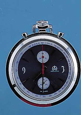 O.W. TASCHENCHRONOGRAPH SCHWEIZ UM 1968, METALL VERCHR., BEIDS. VERGL., 45-MIN.-STOPP- ZäHLER BEI 12, TACHYMETERAUßENSKALA AUF MEI- LENBASIS, ...