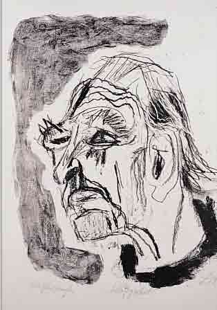 DIX, OTTO, *1891 - 1969, SELBSTPORTRäT, LITHOGRAPHIE, HANDSIGNIERT UND BEZEICHNET KüNSTLEREXEMPLAR, BETITELT, DATIERT68, CA. 42 ...
