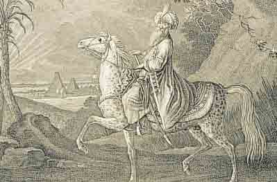KONVOLUT VON 5 BLATT, MIT PFERDE- DARSTELLUNGEN: 1.) KUPFERSTICH V. RIDINGER, AUGSBURG, CA. 1725, "EIN SERRASKIER AUS DER ...