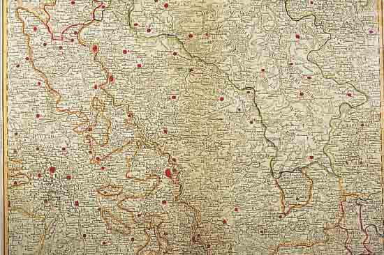 KONVOLUT VON 2 BLATT, MIT ALTKOLOR. KUPFER- STICHEN WESTPHALEN UND SAUERLAND: 1.) ALT- KOLOR. KUPFERSTICHK. V. LE DUCHE DE ...