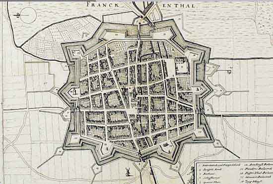 KONVOLUT VON 2 BLATT KUPFERSTICHE, MIT FRANKENTHAL: 1.) KUPFERSTICH M. MERIAN, CA. 1650, GA FRANKENHAL AUS DER VOGELSCHAU, TADEL-LOSES ...