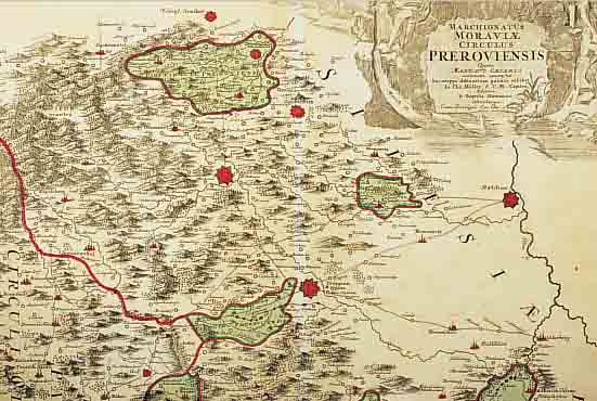 2 BLATT MIT ALTKOLOR. KUPFERSTICHK., V. IO. CHR. MüLLER BEI HOMANN IN NüRNBERG, CA. 1740: 1.) MARCHIONATUS MORAVIAE CIRCULUS ...