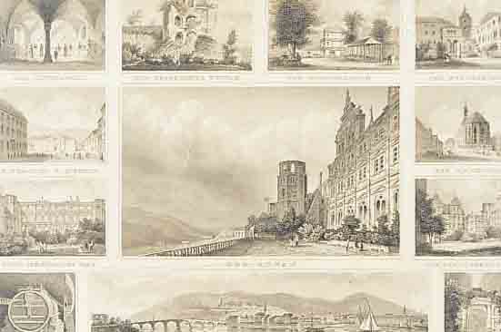 ACHT STICHE, DEUTSCH, 19. JH., , VERSCH. ANSICHTEN VON HEIDELBERG, UNTERSCH. GRößEN, IM PP