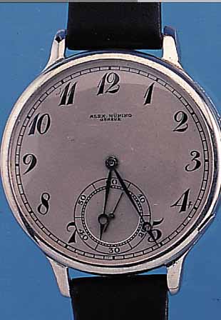 SAVONETTE TASCHENUHRWERK IN GEHOBENER QUALI- TäT, ALS ARMBANDUHR, WERKFERT. SCHWEIZ UM 1910, UMBAU WOHL 50ER JAHRE, METALL VERCHR., D. CA. 48 ...