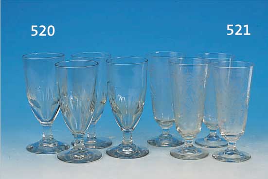 4 GLäSER, DEUTSCH, UM 1900, FARBLOSES GLAS, REICH GEäTZT MIT BACCHUS UND AHRENDEKOR, H. CA. 16,5 CM
