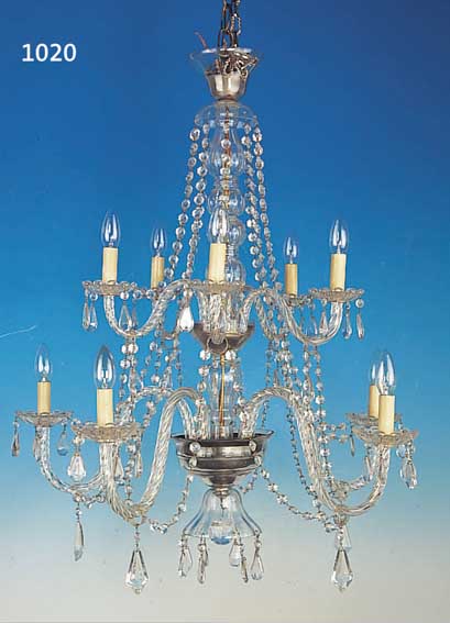 DECKENLüSTER, WOHL ITALIEN, 30ER JAHRE, FARBLOSES GLAS, H. CA.100 CM OHNE KETTE, D.70CM, ...
