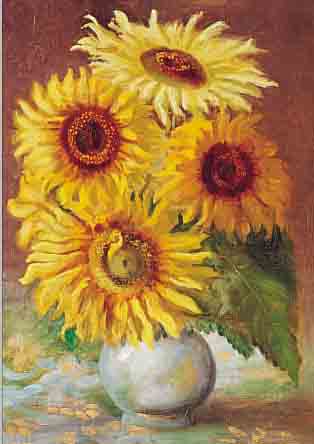 TECKLENBORG, WALTHER, DEUTSCHER MALER, 1. HäLFTE 20. JH., STILLEBEN MIT SONNEN- BLUMEN, ÖL/LWD, RE. U. SIGN. UND DAT. 1922, CA. 62 X ...