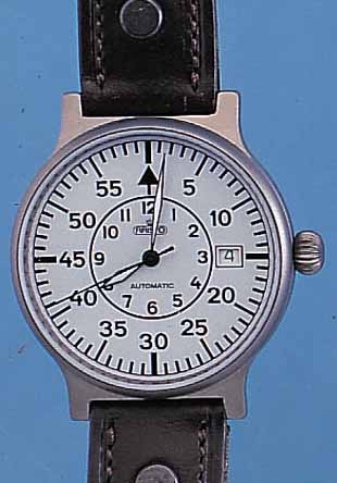 ARISTO HERRENARMBANDUHR MILITARY, DEUTSCH- LAND/SCHWEIZ 2000, TITAN, MINERALFLACHGL., KONTRASTZIFFERBL., LEDERB., NEUTR. ETUI, 25 ST., ...