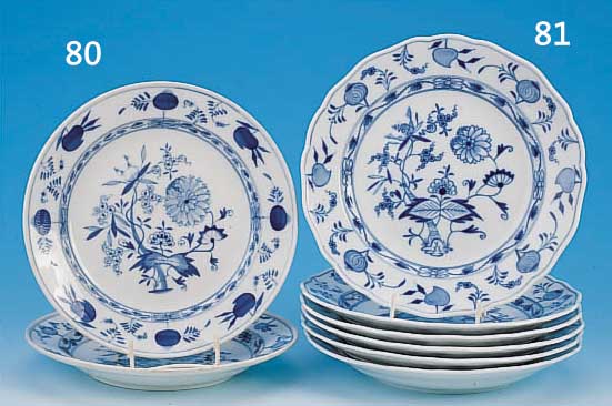 SECHS TELLER, MEISSEN, 2. WAHL, UM 1890, PORZELLAN, D. 24 CM
