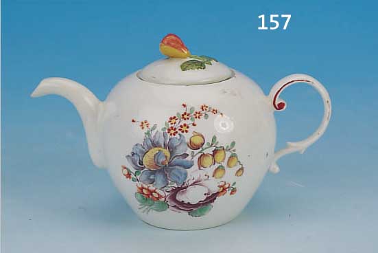 KL. KäNNCHEN, FüRSTENBERG, 18. JH., PORZELLAN, 8 X 13 CM, SAMMELWüRDIG, DECKEL REST., MIN. BEST.