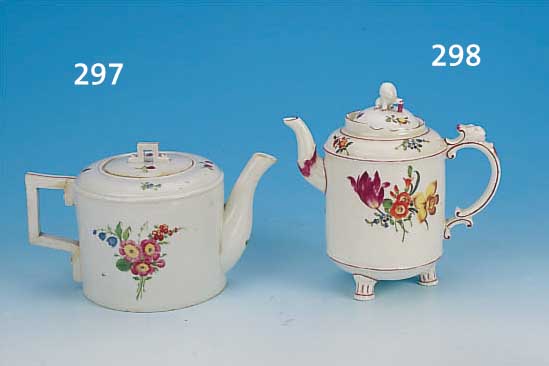 KANNE, LUDWIGSBURG, 18. JH., PORZELLAN, MEHRFACH L. BEST., H. 16.5 CM