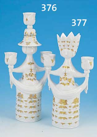 KERZENLEUCHTER, ROSENTHAL, WIINBLAD ENTWURF, 60ER JAHRE, , PORZELLAN, BEMALT, H. 33.5 CM
