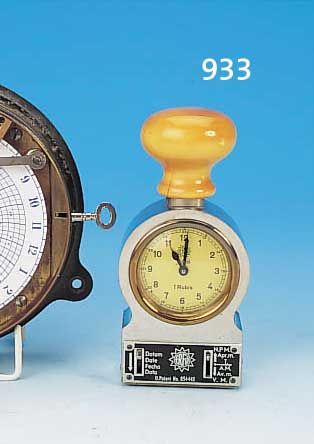ZEITSSTEMPEL, ERFU, UM 1969, METALLGEHäUSE, HOLZKNAUF, METALLZIFFERBLATT, UHRZEIT WIRD üBERTRAGEN AUF UNTEREN STEMPEL MIT MANUELLER ...