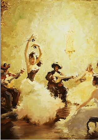 BERTRAM, 40/50ER JAHRE, ÖL/LWD., 61 X 50 CM,MUSIKANTEN UND TäNZERIN