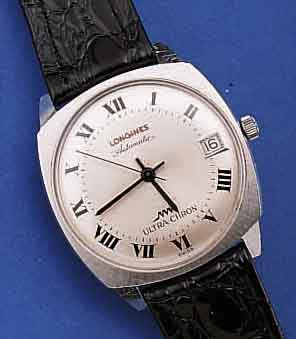 LONGINES HERRENARMBANDUHR, ULTRACHRON, REF.-NR. 7851/6, SCHWEIZ UM 1970, EDELST., CARREE- CAMBRE, EINSCHALENAUSF., GET. A-WELLE, BEI FERTIGST. ...