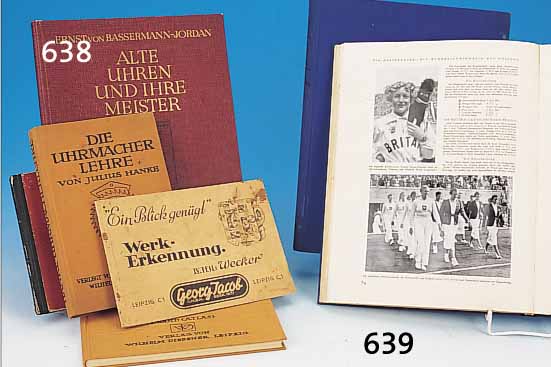 KONVOLUT UHRMACHERLITERATUR, A)ALTE UHREN UND IHR MEISTER, BASSERMANN-JORDAN, 1926, B) LEHRGANG FüR DEN FACHZEICHNENUNTERRICHTS, G. A. ...