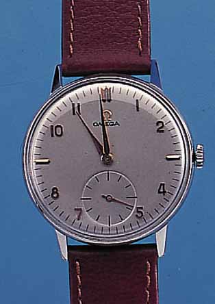 OMEGA HERRENARMBANDUHR, REF.-NR. 2318/3, EDELST., BODEN U. GLASR. GEDR., BLATT REST., 17 ST., HANDAUFZUGKAL. 266, VERG., SCHR.-UNR.,BREG.-SPIR., ...