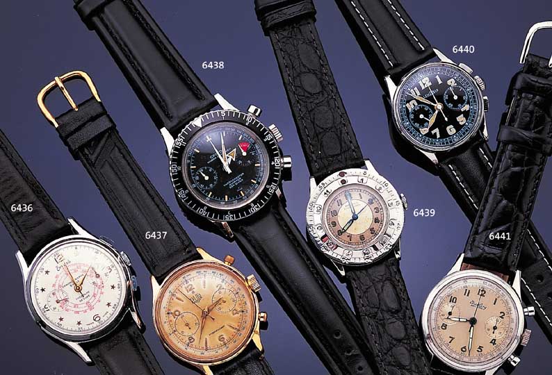 BREITLING ARMBANDCHRONOGRAPH, ANTI-SHOCK, REF.-NR. 790, SCHWEIZ UM 1942, EDELST. GESCHR.BEI FERTIGST. WASSERGESCH., ORIG.-BLATT AL- TERSBED. L. ...