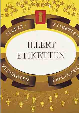 VIER MUSTERBüCHER FüR WEINETIKETTEN, DEUTSCH, 50ER UND 60ER JAHRE, FIRMA ILLERT U. SCHöTT,BUNT ILLUSTRIERT, LEICHTE GEBR.-SPUREN
