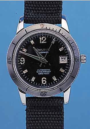 BULOVA HERRENARMBANDUHR SNORKEL, REF.-NR. 386/3, SCHWEIZ UM 1964, EDELST. POL., DREH- LüNETTE MATT., BODEN GESCHR., LEUCHTZEICHEN BRüCHIG, ...