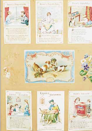 ALBUM MIT 571 SAMMELBILDERN UND VIGNETTEN, DEUTSCH, 50ER JAHRE, U.A. VON SCHOKOLADEN, KAFFEE ODER CACAO U.V.M., BUNT ...