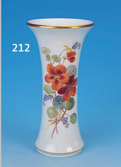 VASE, MEISSEN, UM 1860, PORZELLAN, SEHR SCHöNE, QUALITäTVOLLE BEMALUNG, GROßES BLUMEN-BOUQUET, GOLDRAND, H. 24,5 CM