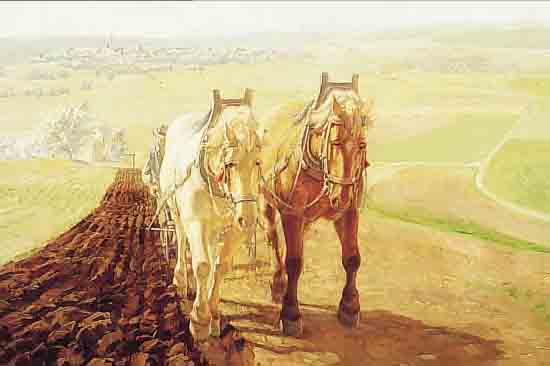 LIPTAI, A., GEB. 1893 PRESOW, WAR TäTIG IN KöLN, WEITE LANDSCHAFT MIT PFLüGENDEN BAUERN, ÖL/LWD, SIGN., CA. 48 X 49 CM, R.