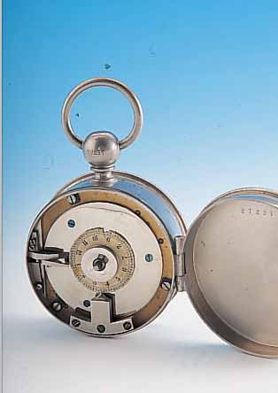 WäCHTERKONTROLLUHR, WOHL DTSCH. UM 1930, MASSIV NICKELGEH., NR. 27287, HERKUNFT UNGE- D., 2 SCHLüSSEL ANBEI, D. CA. 9 CM, GEHFäHIG, EZ 2-3