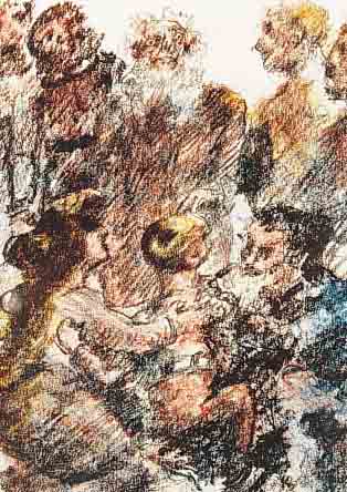 CORINTH, LOVIS, 1858-1925, DER SEGEN DES MALACHIAS, FARBLITHOGRAPHIE, HANDSIGNIERT, CA. 24 X 18 CM, U.GL., R.