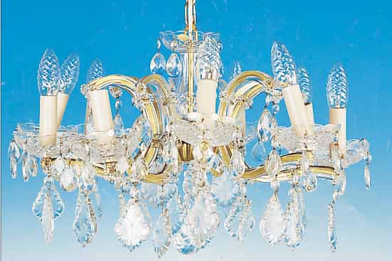 DECKENLüSTER, WOHL BöHMEN, MITTE 20. JH., REICHES GLASGEHäNGE, H. 37 CM, D. 60 CM, 10 BRENNSTELLEN, L. ALTERSSCHäDEN