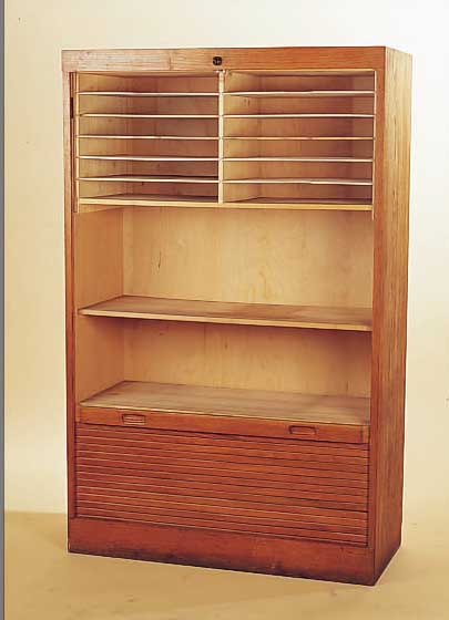 BüROSCHRANK, DEUTSCH, 30ER JAHRE, , EICHE MIT ROLLTüREN, CA. 135 X 85 X 37 CM