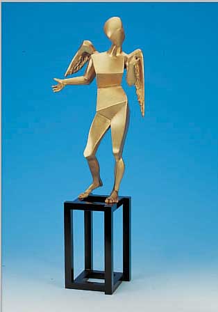 DALI, SALVADOR, DER KUBISTISCHE ENGEL, BRONZEFIGUR POLIERT, ED. DEMART PRO ARTE, HEIDELBERG 1987, NUM. 453/990, MIT ZERTIFIKAT,HöHE CA. ...