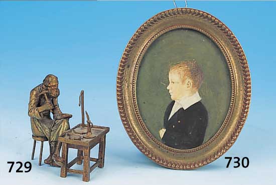MINIATURMALEREI, UM 1829, GOUACHE, DARST. DES EDUARD NEUHAUS V. BIEL, SPäTERER APOTHEKER 1817-1859, RüCKSEITIG BEZ., OVAL, L. ...