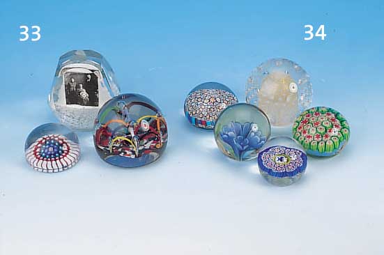 5 VERSCH. PAPERWEIGHTS, 2. HäLFTE 20. JH., GLAS, VERSCHIEDEN D. CA. 5-7 CM