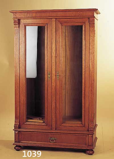GLASSCHRANK, GRüNDERZEIT, UM 1880, EICHE Z.T. MASSIV, 164 X 100 X 64 CM