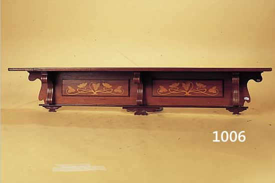 WANDREGAL, DEUTSCH, UM 1900, NUßBAUM MASSIV, FLORAL EINGELEGT, 30 X 150 X 21 CM, SEHR DEKORATIV