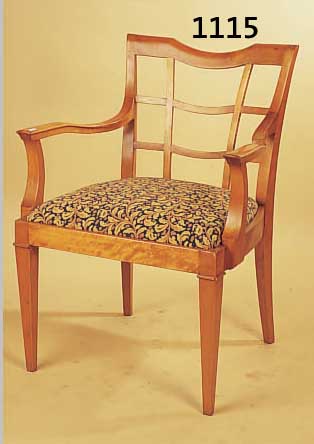 ARMLEHNSTUHL, DEUTSCH, 30ER JAHRE, BIRKE MASSIV, H.90/50 CM, NEU BEZOGEN, ALTERSSCHäDEN