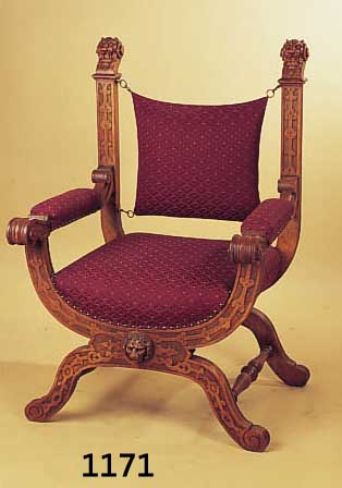 SENATORSTUHL, DEUTSCH, UM 1880, EICHE MAS- SIV, NEU GEPOLSTERT, SEHR PRUNKVOLL UND DEKO- RATIV, 106 X 45 CM
