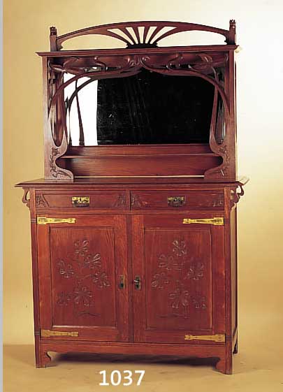 AUFSATZSCHRANK, DEUTSCH, UM 1900, EICHE MASSIV, 188 X 120 X 49 CM, FACH- SCHNITZEREIEN IN DEN TüRKASSETTEN, REICH FLORAL ...