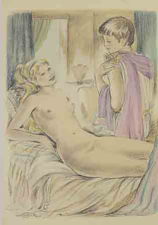 LONGUS: DAPHNIS ET CHLOE, ED. TERRES LATI- NES, NUMER. 300/1600, ILLUSTR. V. RENEE RINGEL(MIT 13 HANDCOLOR. GANZSEITL. PHOTOTYPIEN, DARST. Z.T. ...