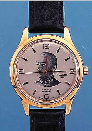 HELVETIA HERRENARMBANDUHR, AUF GEH.-BODEN SONDERGRAV. DEMNACH LIMIT. AUFLAGE 1995 STüCK,NR. 0111, ZUR ERINNERUNG 50. GEBURTSTAG DER ...