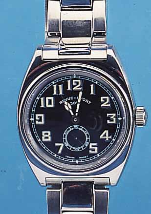 REVUE HERRENARMBANDUHR SPORT, REF.-NR. 30S, SCHWEIZ UM 1995, EDELST., BODEN GEDR., EDELST.-BAND, KONTRASTZIFFERBL., STD.-ZEICHEN M. ...