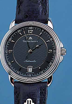 MAURICE LACROIX HERRENARMBANDUHR AUTOMATIK, REF.-NR. 1962/11577, SCHWEIZ UM 1998, EDELST. POL., BEIDS. SAPHIRVERGL., 21 ST., ETA BASIS- KAL. 2892A2, ...