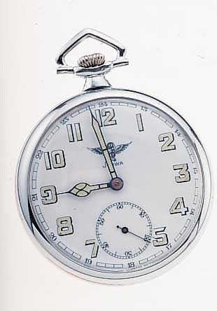 STOWA HERRENTASCHENUHR LEPINE, DEUTSCHLAND UM 1932, METALL VERCHR., EMAILBL. (ORIG.- LEUCHTFARBE ALTERSBED. L. BRüCHIG), ALS ...